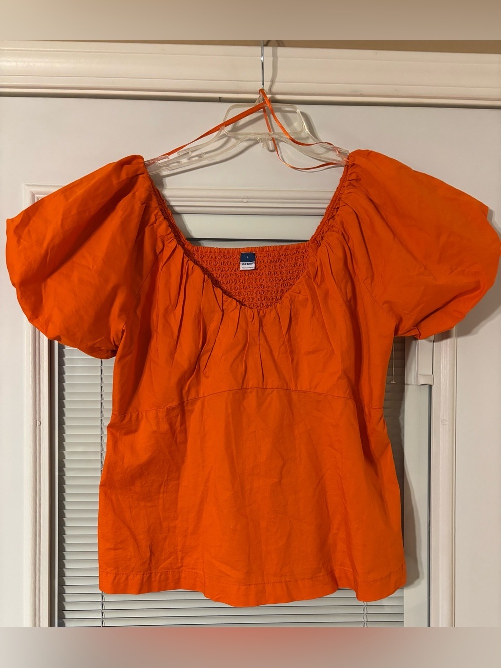 Old Navy Orange Puff Sleeve Peasant Top